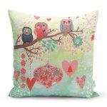 - K94-Gorsel - Realhomes Baykuş Resimli Dijital Baskılı Dekoratif Yastık Kırlent Kılıfı Realhomes