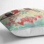 - K94-Gorsel-2 - Realhomes Baykuş Resimli Dijital Baskılı Dekoratif Yastık Kırlent Kılıfı Realhomes