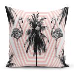 - K969-Gorsel - Realhomes Flamingo Desenli Dijital Baskılı Dekoratif Yastık Kırlent K Realhomes