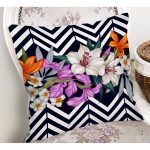 Çiçek Desen Dijital Baskılı Dekoratif Yastık Kırlent Kılıfı Realhomes