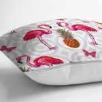 - K988-Gorsel-2 - Realhomes  Flamingo Desenli Dijital Baskılı Dekoratif Yastık Kırlent Kılıfı Realhomes