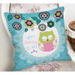 Baykuş Desenli Dijital Baskılı Dekoratif Yastık Kırlent Kılıfı Realhomes