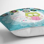 Baykuş Desenli Dijital Baskılı Dekoratif Yastık Kırlent Kılıfı Realhomes