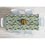 - Masa-10039-Gorsel-1 - Realhomes Yeşil Tropik Yapraklar Tasarımlı Dijital Baskılı Dekoratif Masa Örtüsü Realhomes