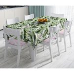 - Masa-10039-Gorsel - Realhomes Yeşil Tropik Yapraklar Tasarımlı Dijital Baskılı Dekoratif Masa Örtüsü Realhomes