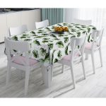 Yeşil Tropik Yapraklar Tasarımlı Dijital Baskılı Modern Masa Örtüsü Realhomes