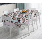 Mint Yeşili Zeminli Dümen Tasarımlı Dijital Baskılı Dekoratif Masa Örtüsü Realhomes