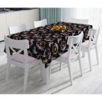 Siyah Zemin Çapa & Dümen Tasarımlı Dijital Baskılı Modern Masa Örtüsü Realhomes