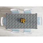 - Masa-10181-Gorsel-1 - Realhomes  Mavi Zemin Kozalak Tasarımlı Dijital Baskılı Modern Masa Örtüsü Realhomes