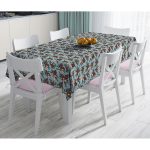 - Masa-10181-Gorsel - Realhomes  Mavi Zemin Kozalak Tasarımlı Dijital Baskılı Modern Masa Örtüsü Realhomes