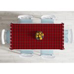 - Masa-10196-Gorsel-1 - Realhomes  Ekose Zemin Geyik Tasarımlı Dijital Baskılı Dekoratif Masa Örtüsü Realhomes