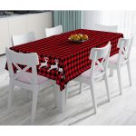 - Masa-10196-Gorsel - Realhomes  Ekose Zemin Geyik Tasarımlı Dijital Baskılı Dekoratif Masa Örtüsü Realhomes