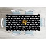 Siyah Zemin Vazo Desenli Dijital Baskılı Modern Masa Örtüsü Realhomes