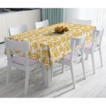 - Masa-10323-Gorsel - Realhomes  Gold Yaprak Motifli Dijital Baskılı Modern Masa Örtüsü Realhomes