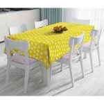 - Masa-10378-Gorsel - Realhomes  Sarı Zemin Papatya Desenli Dijital Baskılı Dekoratif Masa Örtüsü Realhomes