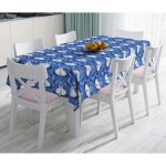- Masa-10411-Gorsel - Realhomes Mavi Zemin Kelebek & Çiçekli Özel Tasarım Dijital Baskılı Modern Masa Örtüsü Realhomes