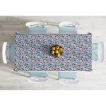 Mavi Zemin Papatya & Gül Tasarımlı Dijital Baskılı Modern Masa Örtüsü Realhomes