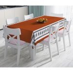 - Masa-10442-Gorsel - Realhomes  Kahve & Beyaz Zemin Etnik Figürlü Bohem Desenli Dijital Baskılı Dekoratif Masa Örtüsü Realhomes