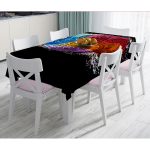 - Masa-5029siyah-Gorsel - Realhomes  Siyah Zeminde Renkli Uzak Doğu Denge İkonlu Dijital Baskılı Masa Örtüsü Realhomes