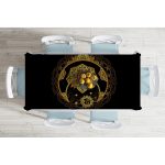 Siyah Zeminde Gold Hilal İçerisinde Üçüncü Göz Motifli Masa Örtüsü Realhomes