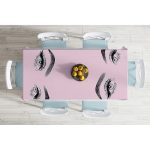 - Masa-5096pembe-Gorsel-1 - Realhomes  Realhomes Pembe Zeminde Kirpik Motifli Özel Tasarım Masa Örtüsü Realhomes