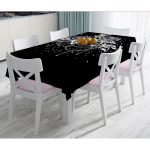 - Masa-5112-Gorsel - Realhomes Siyah Zeminde Gül Dijital Baskılı Modern Masa Örtüsü Realhomes