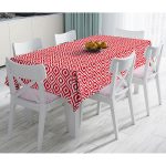 - Masa-5116kirmizi-Gorsel - Realhomes Özel Tasarım Kırmızı İkat Desenli Dijital Baskılı Masa Örtüsü Realhomes