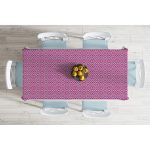 Özel Tasarım Gri Zeminde Fuşya İkat Desenli Dijital Baskılı Masa Örtüsü Realhomes