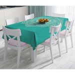 Turkuaz Zeminde Mandala Dijital Baskılı Modern Masa Örtüsü Realhomes