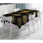 - Masa-5123-Gorsel - Realhomes Siyah Zeminde Gold Mandala Motifli Masa Örtüsü Realhomes