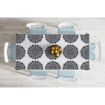 Beyaz Zeminde Çiçek Mandala Desenli Masa Örtüsü Realhomes