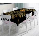 Siyah Zeminde Gold Mandala Motifli Masa Örtüsü Realhomes