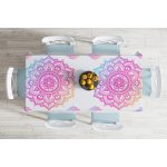 - Masa-5136-Gorsel-1 - Realhomes  Beyaz Zeminde Pembe Mavi Mandala Desenli Özel Tasarım Masa Örtüsü Realhomes