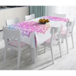 - Masa-5136-Gorsel - Realhomes  Beyaz Zeminde Pembe Mavi Mandala Desenli Özel Tasarım Masa Örtüsü Realhomes