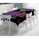 - Masa-5136siyah-Gorsel - Realhomes  Siyah Zeminde Pembe Mavi Mandala Desenli Özel Tasarım Masa Örtüsü Realhomes