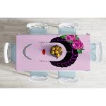 - Masa-5211-Gorsel-1 - Realhomes Pembe Zeminde Kahlo Frida Dijital Baskılı Masa Örtüsü Realhomes