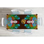 - Masa-5217-Gorsel-1 - Realhomes  Kahverengi Zeminde Özel Tasarım Frida Kahlo Dijital Baskılı Masa Örtüsü Realhomes