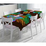 - Masa-5217-Gorsel - Realhomes  Kahverengi Zeminde Özel Tasarım Frida Kahlo Dijital Baskılı Masa Örtüsü Realhomes
