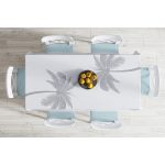 - Masa-5228gri-Gorsel-1 - Realhomes  Beyaz Zeminde Gri Palmiye Desenli Modern Masa Örtüsü Realhomes