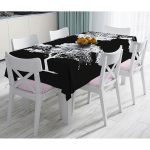 - Masa-5230siyah-Gorsel - Realhomes  Siyah Beyaz Ağaç Tasarımlı Dijital Baskılı Masa Örtüsü Realhomes