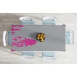 Realhomes Gri Zeminde Fuşya Ağaç Tasarımlı Dekoratif Masa Örtüsü Realhomes