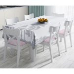 - Masa-5232gri-Gorsel - Realhomes Realhomes Beyaz Zeminde Gri Ağaç Tasarımlı Masa Örtüsü Realhomes