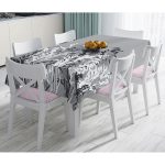 - Masa-5233gri-Gorsel - Realhomes  Gri Zeminde Fuşya Ve Beyaz Çiçek Tasarımlı Masa Örtüsü Realhomes