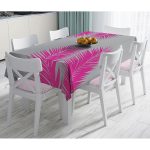 - Masa-5235fusya-Gorsel - Realhomes  Gri Zeminde Fuşya Palmiye Yaprakları Motifli Masa Örtüsü Realhomes