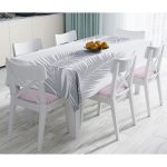 - Masa-5235gri-Gorsel - Realhomes  Beyaz Zeminde Gri Palmiye Yaprakları Özel Tasarım Masa Örtüsü Realhomes