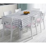 - Masa-5236gri-Gorsel - Realhomes  Gri Zeminde Geometrik Kare Motifli Dekoratif Masa Örtüsü Realhomes