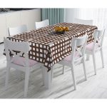 - Masa-5236kahve-Gorsel - Realhomes  Kahve Zeminde Geometrik Kare Motifli Dekoratif Masa Örtüsü Realhomes