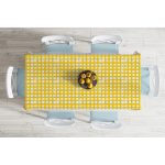 - Masa-5236sari-Gorsel-1 - Realhomes  Sarı Zeminde Geometrik Kare Motifli Dekoratif Masa Örtüsü Realhomes