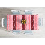 - Masa-5237kirmizi-Gorsel-1 - Realhomes Kırmızı Çizgili Motifli Dekoratif Modern Masa Örtüsü Realhomes