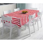 - Masa-5237kirmizi-Gorsel - Realhomes Kırmızı Çizgili Motifli Dekoratif Modern Masa Örtüsü Realhomes